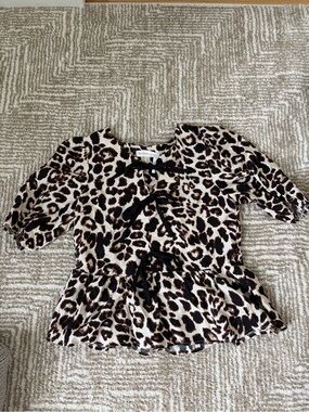 Leopard Print Peplum Top with Ties